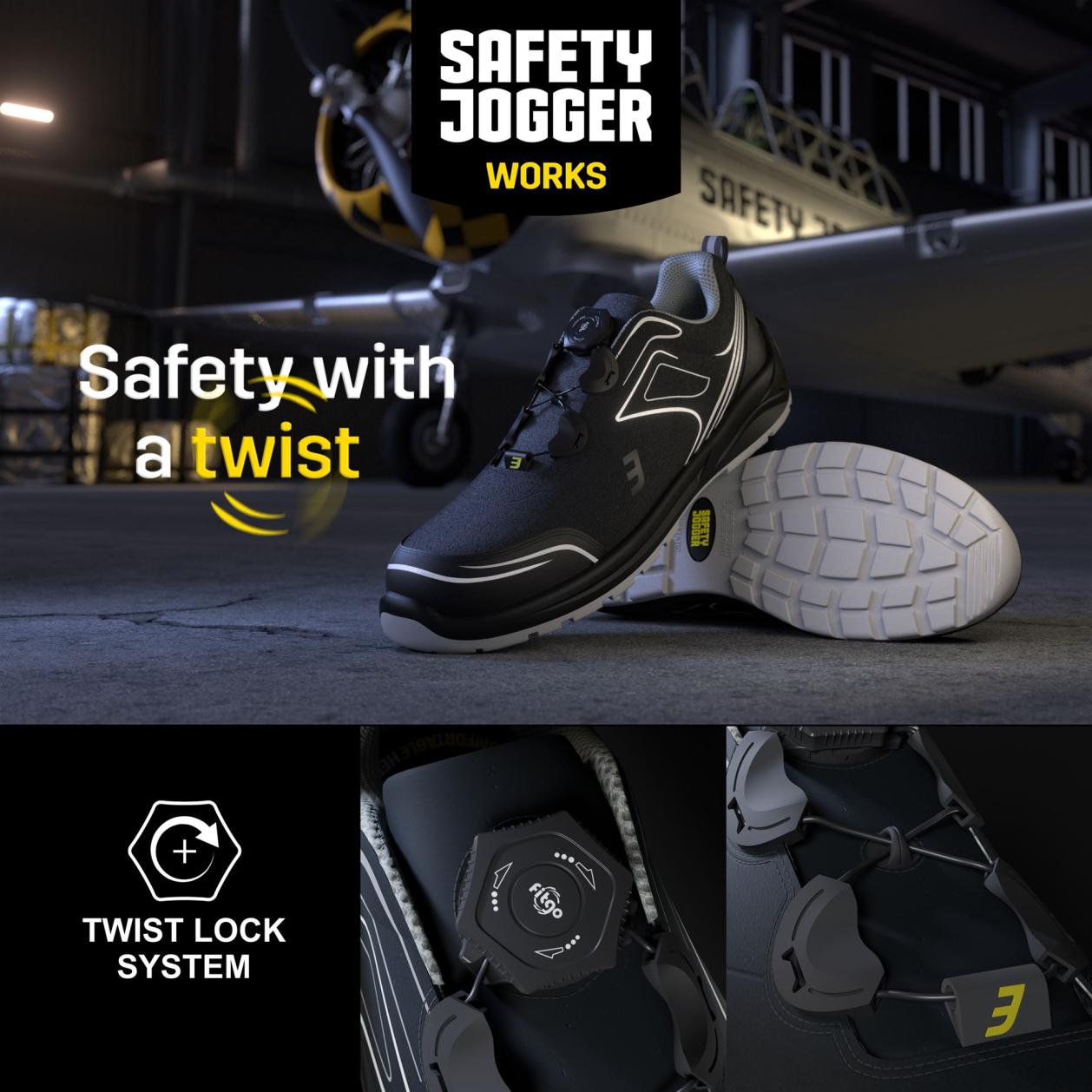 Sicherheitsschuh Cador S3 mit Twist-Lock Drehverschluß.